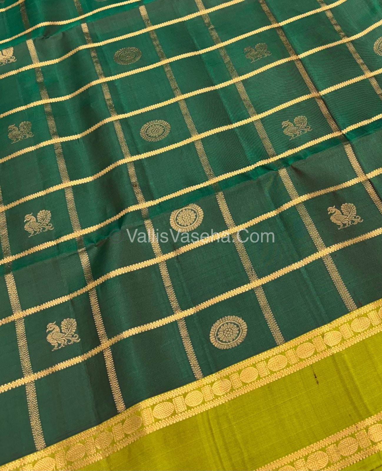 Pure Soft Silk Saree - Retta Petta Border- Mayil & Chakkaram - VVPSS057