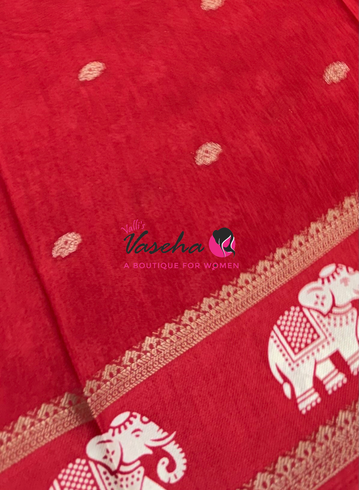 Casual Wear Sarees - Semi Binny / Semi Dola Silk - Red Shade - VVSDS007