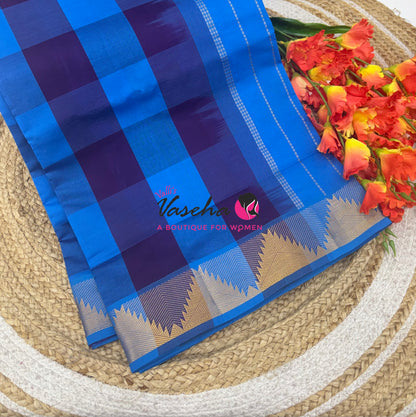 Semi Silk Cotton Saree |Pazhum Pazhamum Checks Design |VVSSC020