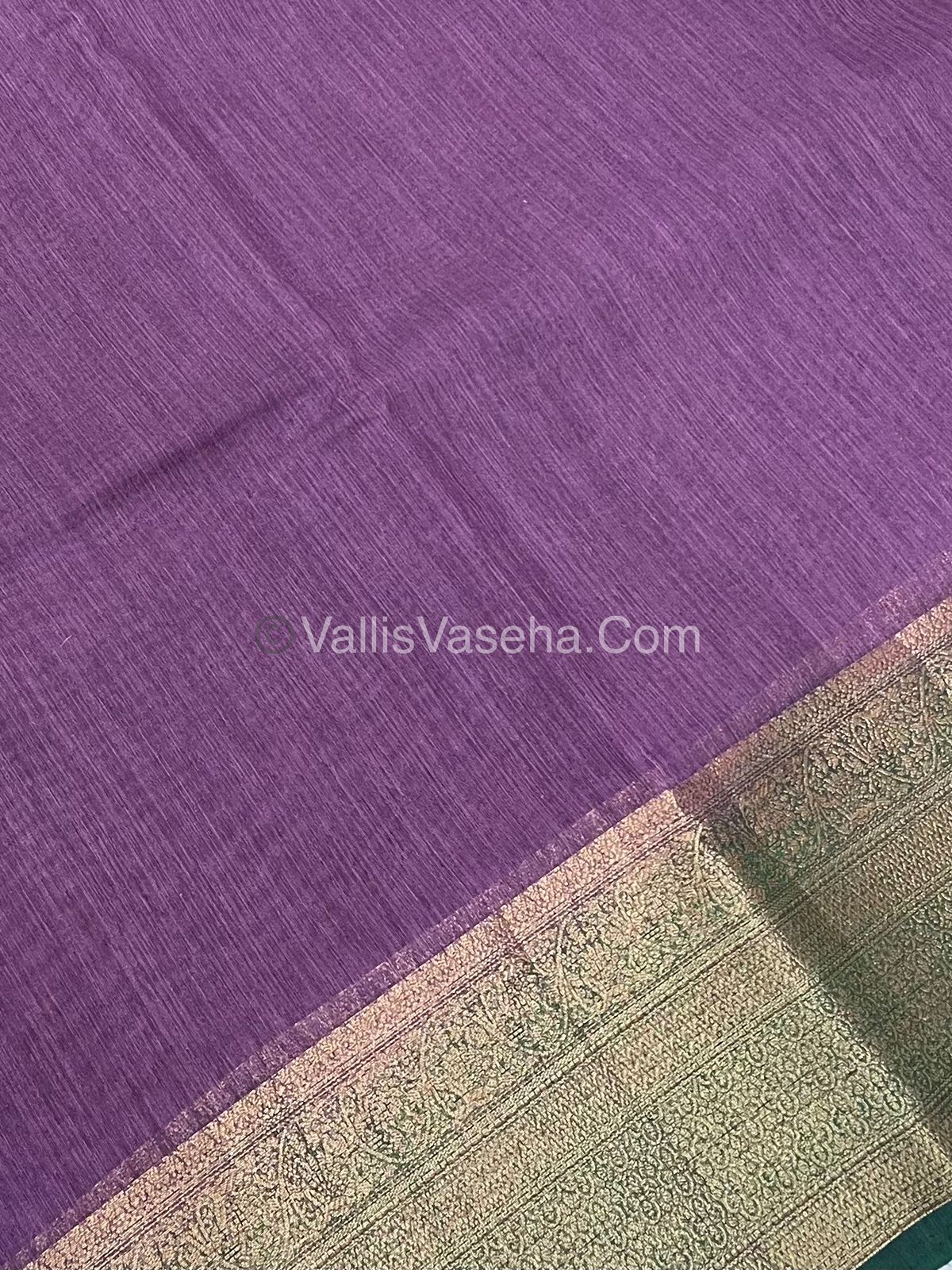 Bamboo Silk Saree - Grape With Green Shade - VVBSS008
