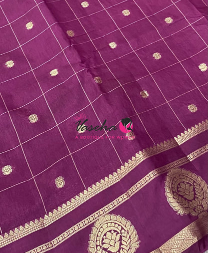 Semi Tussar Silk Saree | Wine Shade |VVSTS060