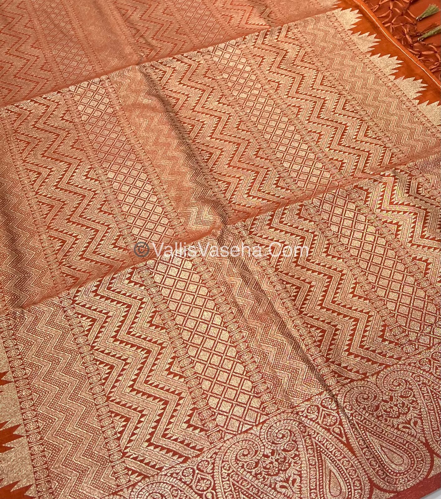 Banarasi - Heritage Silk - Semi Kathan Silk - Rust Orange Shade - VVBHS005