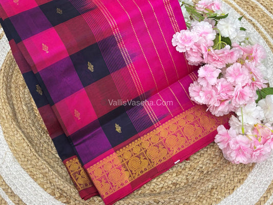 Pure Silk Cotton Saree - Pazhum Pazhamum Checks Design - VVPPSC02