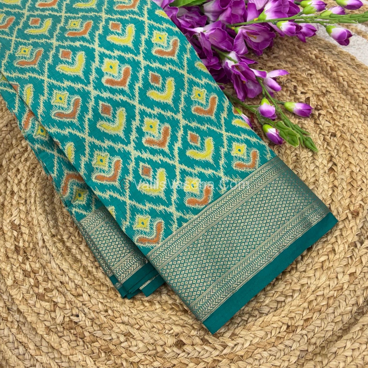 Semi Tussar Silk Saree - Ikkat / Pochampally Design - Ramar Blue Shade - VVSTS033