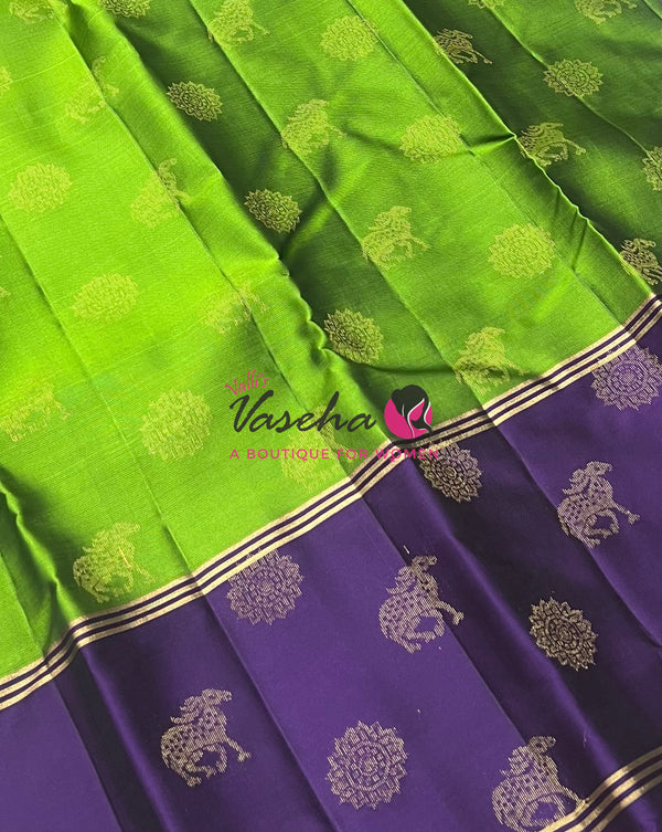 Half Mix - Pure Soft Silk Saree - Long Retta Petta Border with Butta - VVPSS084