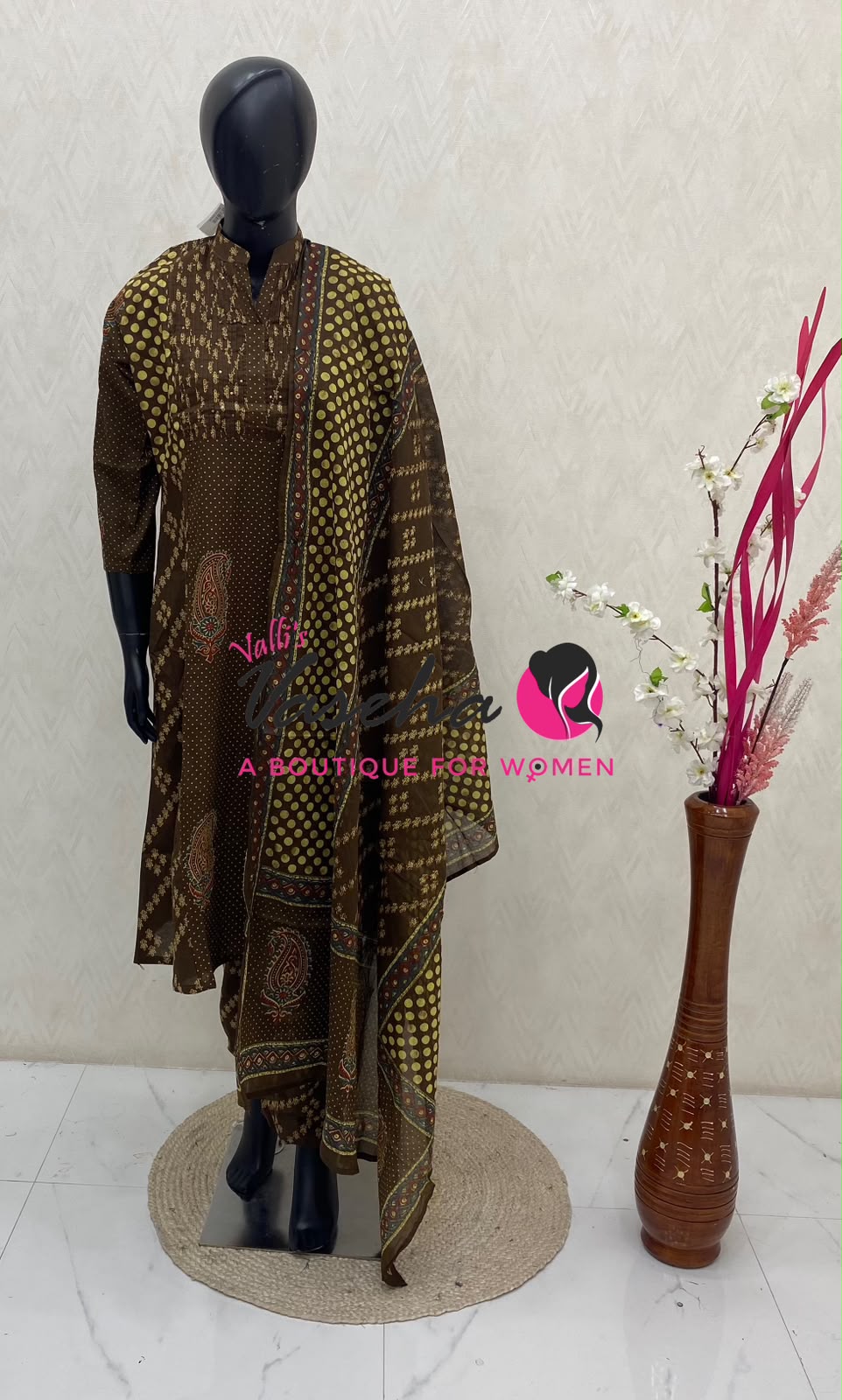 Ready Made | Anarkali Set  |Salwar, Kameez & Duppatta(3pc)|Cotton |VVRMS036
