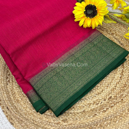 Bamboo Silk Saree - Pink With Green Shade - VVBSS006