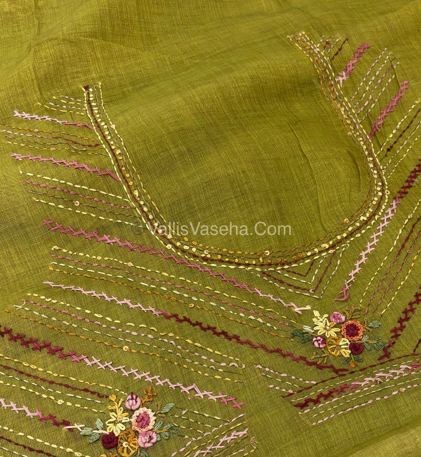 French Knot - Tissue Saree - Green Shade - VVLFN009