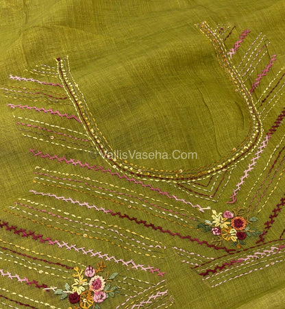 French Knot - Tissue Saree - Green Shade - VVLFN009