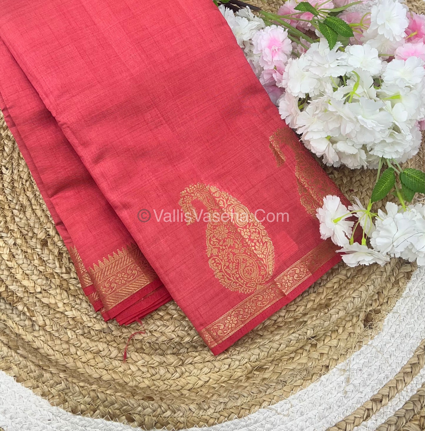 Semi Tussar Silk - Small Mango - Peach Shade - VVSTS002