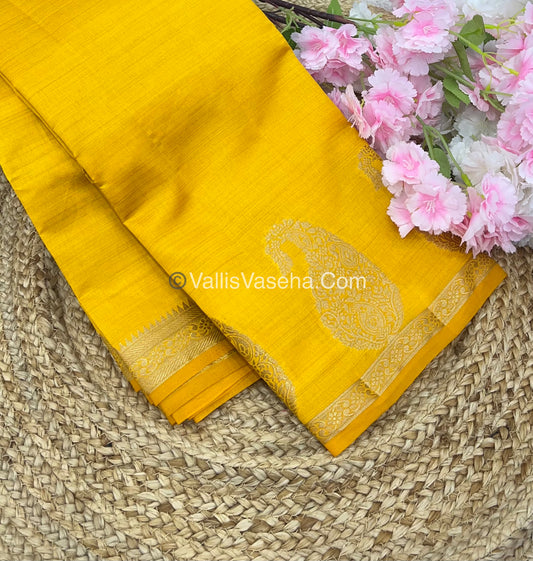 Semi Tussar Silk - Small Mango - Mango Yellow Shade - VVSTS002