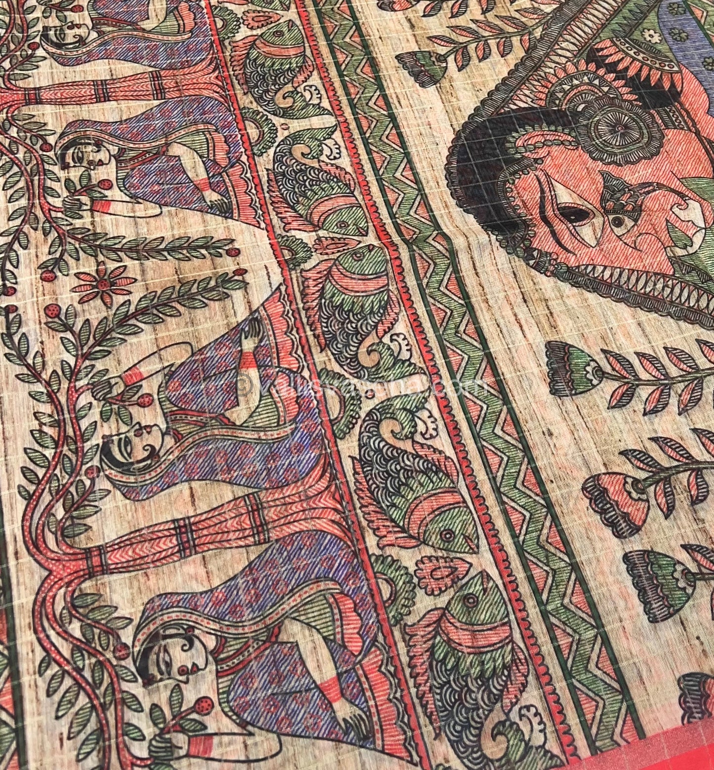 Semi Chanderi Saree - Fusion Of Bandhini & Madhubani- VVSCS002