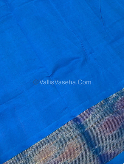 Semi Silk Cotton Saree - Pink & Blue   - VVSSC001