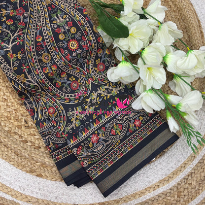 Casual Wear - Fancy Printed Silk  - Black Shade - VVFPS001
