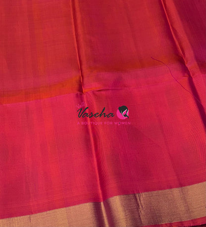 Pure Soft Silk Saree  - Pochampally Weaving - Green & Peach Combo - VVPSS110