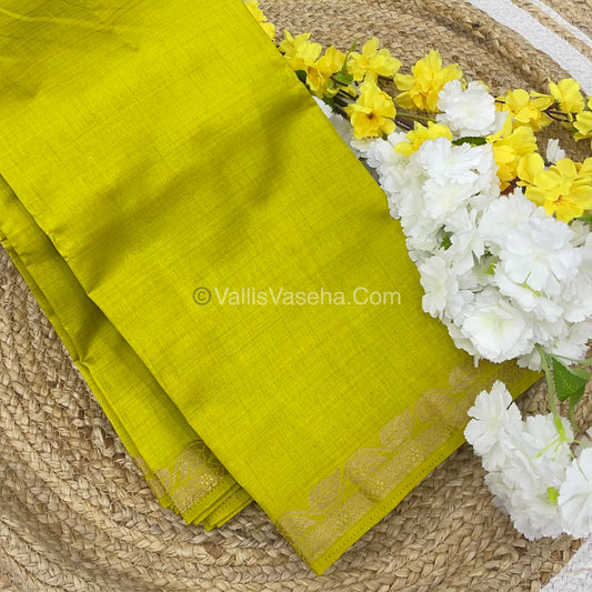 Semi Tussar Silk - Lemon Yellow Mixed Light Green Shade - VVSTS003