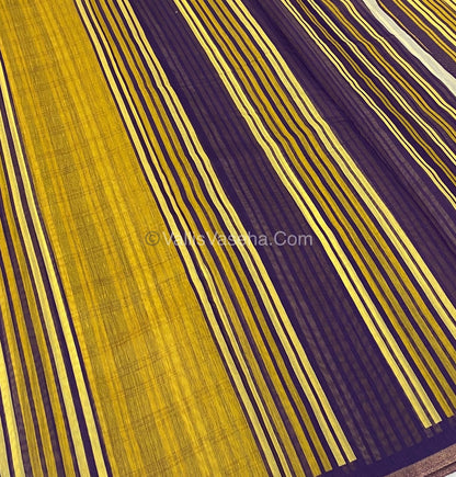 Semi Chanderi Saree - Mustard & Violet Combo - VVSCS003