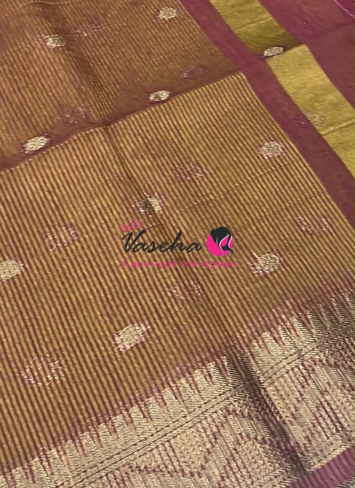 Semi Jute Silk Saree - Green With Maroon Shade- VVSJS002