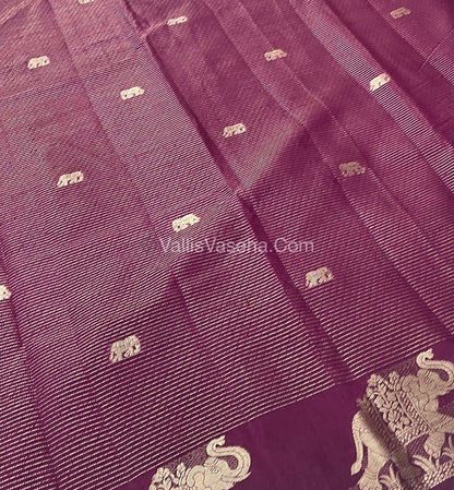 Semi Tussar Silk - Vairavoosi & Elephant Design -  Wine shade-VVSTS019
