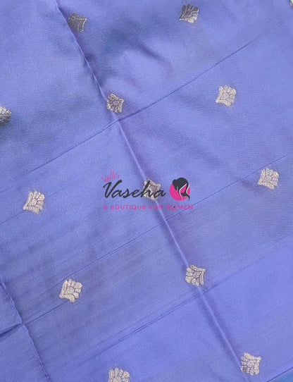 Semi Soft Silk - Pastel Blue With Light Lavender - VVSSS036