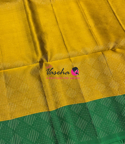 Pure Soft Silk Saree  - Vairavoosi Pattern - Mustard Green With Green - VVPSS095