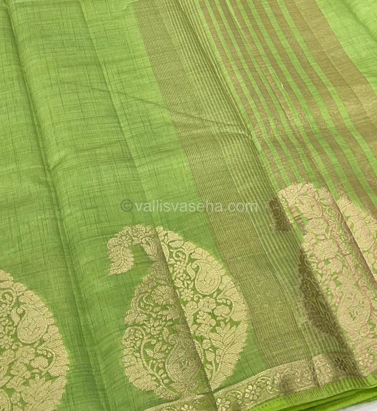 Semi Tussar Silk - Pista Green Shade - VVSTS002