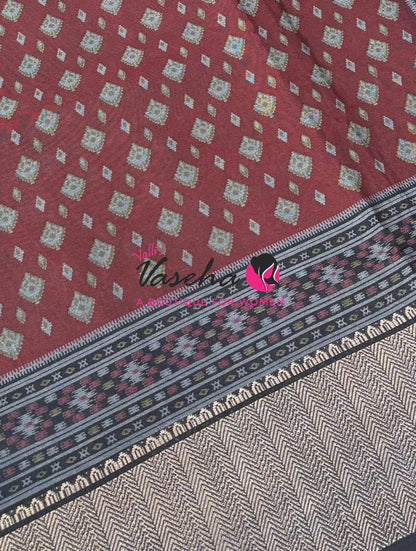 Casual Wear - Semi Patola Silk - Maroon & Black Shade - VVSPS001