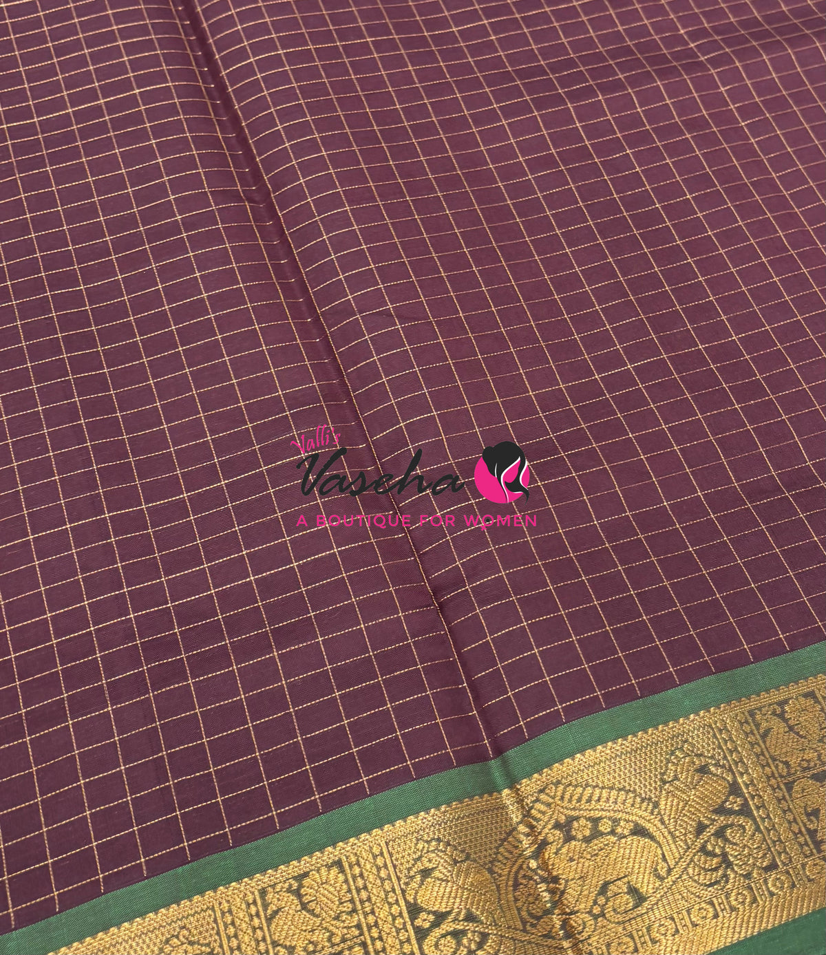 Semi Silk Cotton Saree - Checks Pattern - VVSSC019