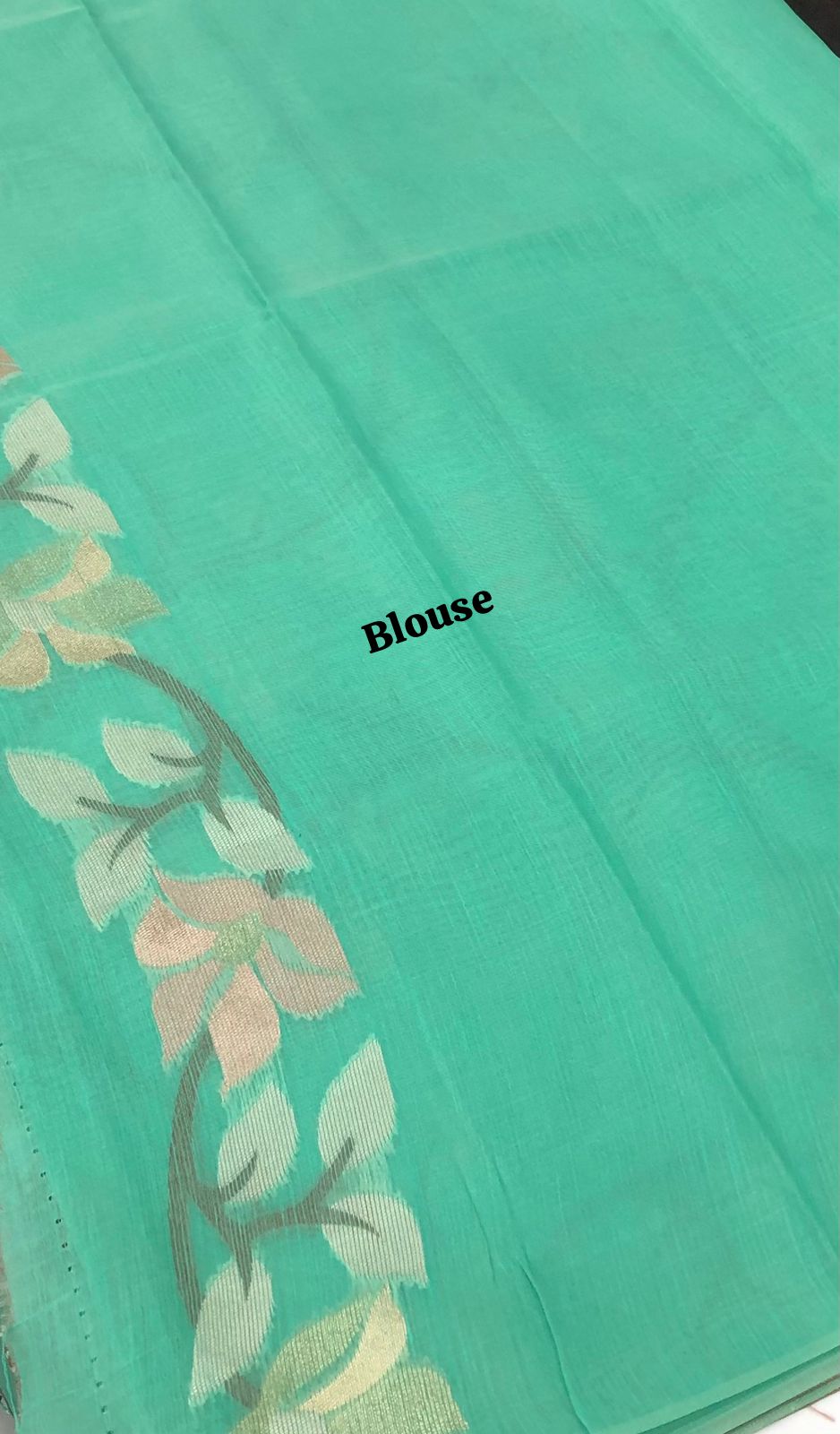 Semi Raw Silk with Jamdhani Design Weaving - Sea Green Shade - VVRS001