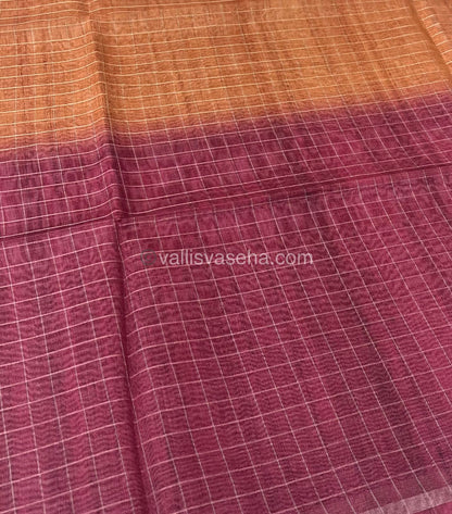 Semi Chanderi Saree - checks pattern - VVSCS002