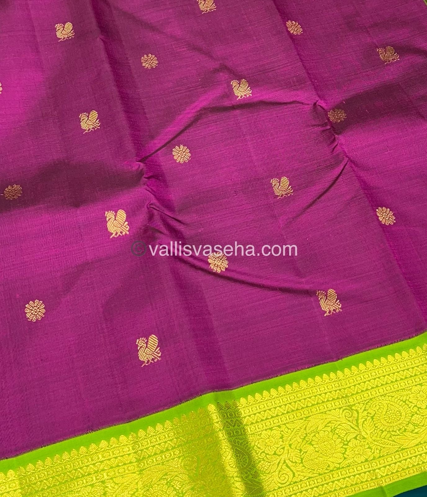 Pure Vintage Korvai Kanchipuram Silk Saree - Purple & Green Combo - VVPS006