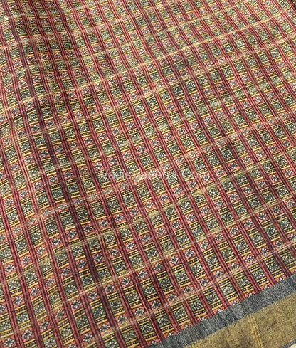 Semi Gicha Tussar Silk Saree - checks pattern - VVSGT001