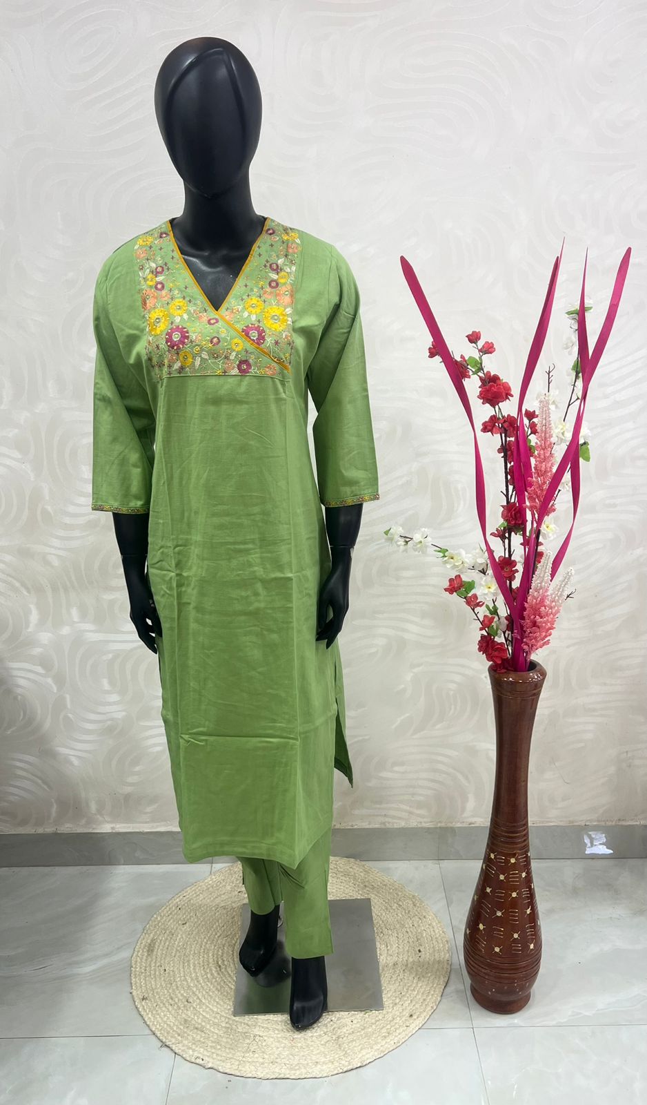 Trendy Cotton - Co-ord Set - Green Shade - VVRCS004
