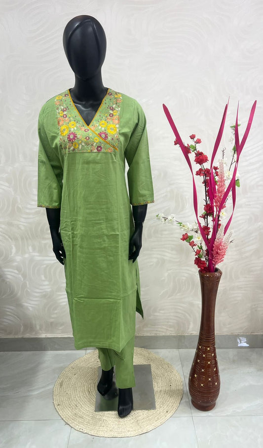 Trendy Cotton - Co-ord Set - Green Shade - VVRCS004