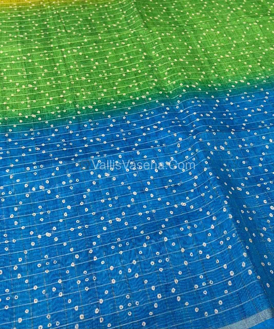 Semi Chanderi Saree - Fusion Of Bandhini & Madhubani- VVSCS002