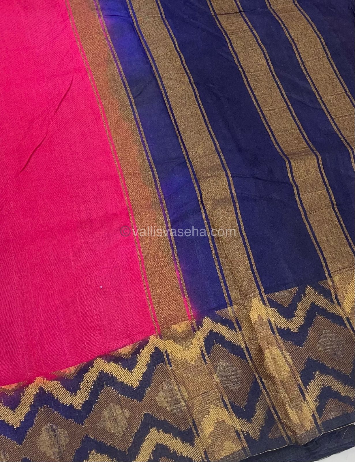 Bamboo Silk Saree  - Shade of Pink With Navy Blue Shade - VVBSS001