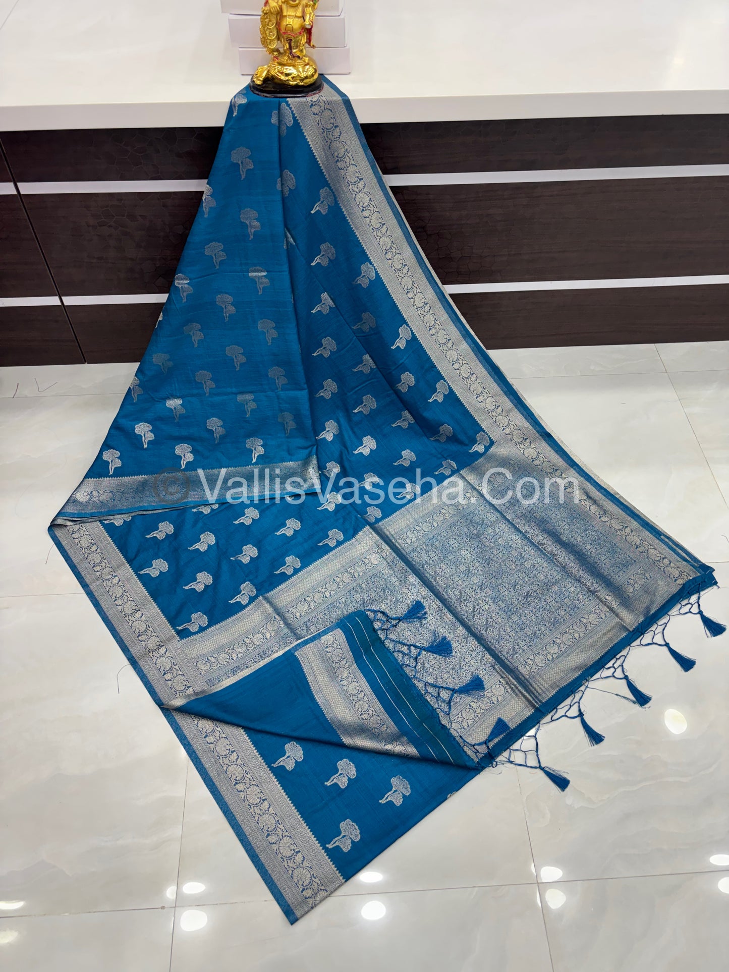 Banarasi - Heritage Silk - Semi Kathan Silk -Peacock Blue Shade - VVBHS010