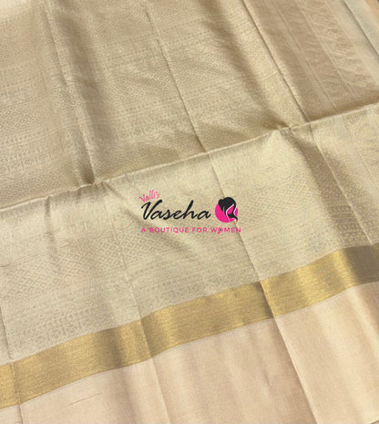 Pure Soft Silk Saree - Green & Cream - VVPSS122