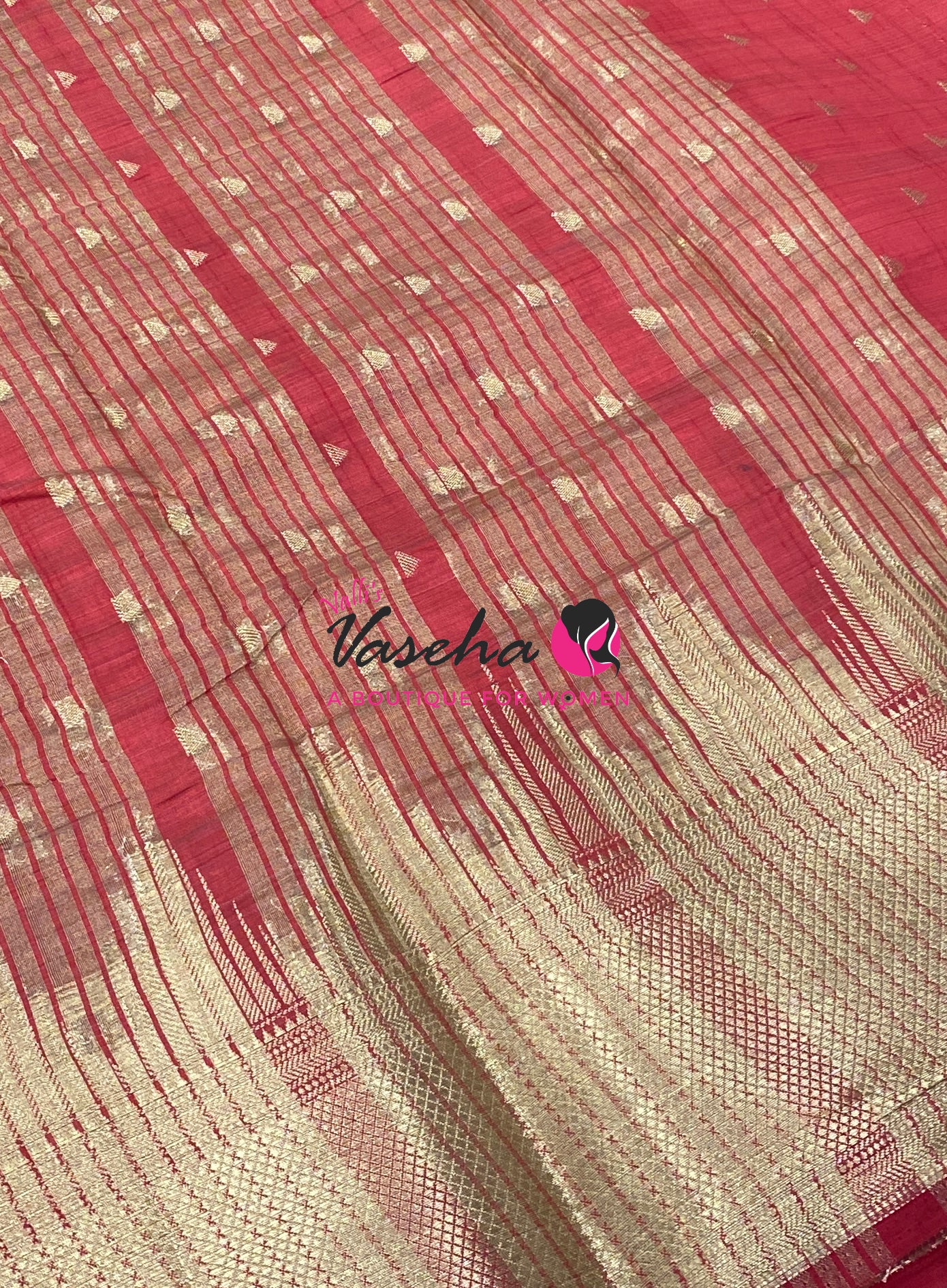 Semi Tussar Silk Saree | Red Shade |VVSTS054