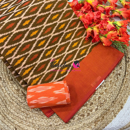 Ikkat Mercerised Cotton Saree - Single Ikkat - VVIKS001