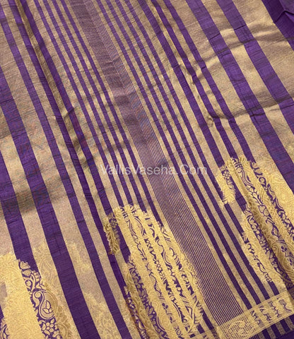 Semi Tussar Silk - Big Mango - Dark Purple Shade - VVSTS002