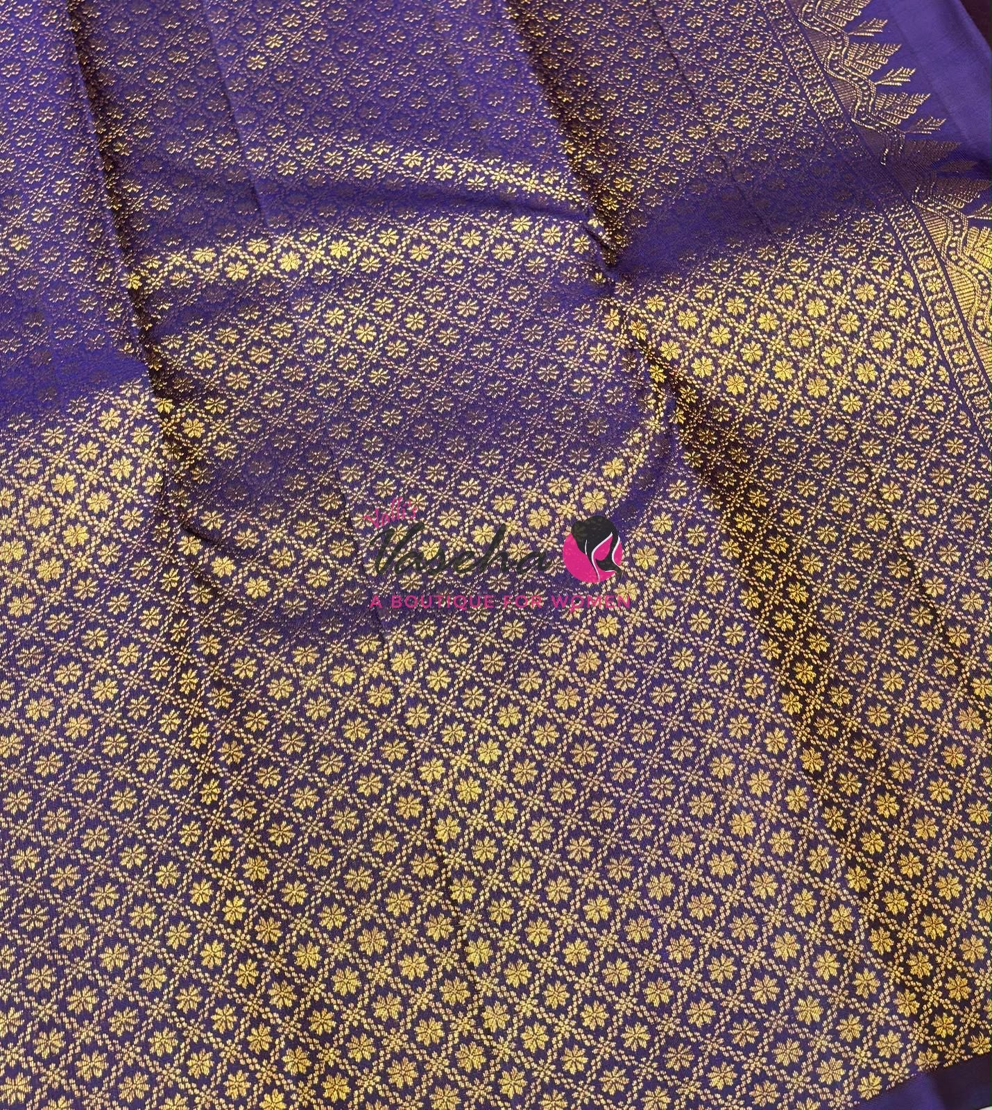 Pure Kanchipuram Silk Saree - Baby Pink & Violetish Blue Shade - VVPS054