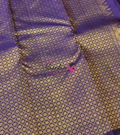 Pure Kanchipuram Silk Saree - Baby Pink & Violetish Blue Shade - VVPS054