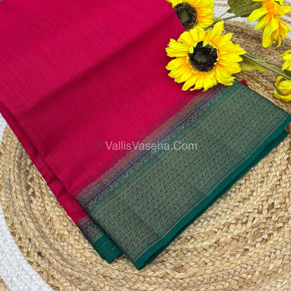 Bamboo Silk Saree - Pink With Blue Shade - VVBSS005