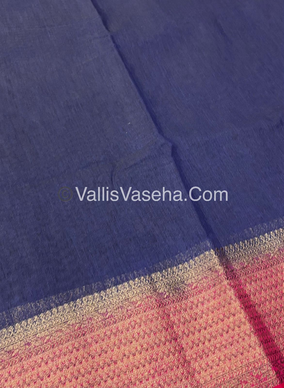 Bamboo Silk Saree - Navy Blue With Pink Shade - VVBSS003