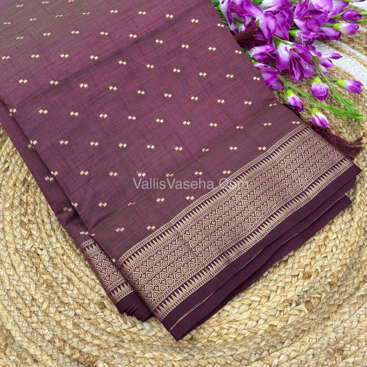 Semi Tussar Silk - Grand Pallu  - Wine Shade - VVSTS020