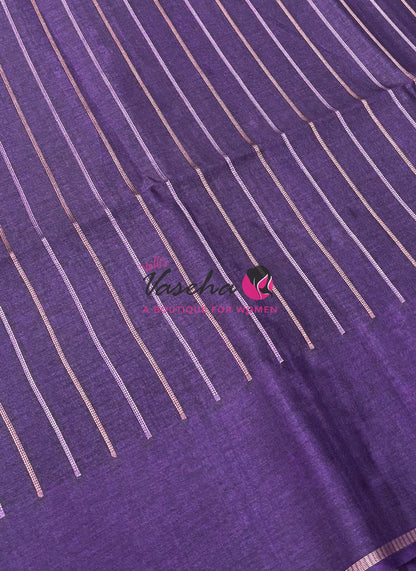 Semi Tussar Silk Saree | Violet  Shade |VVSTS049