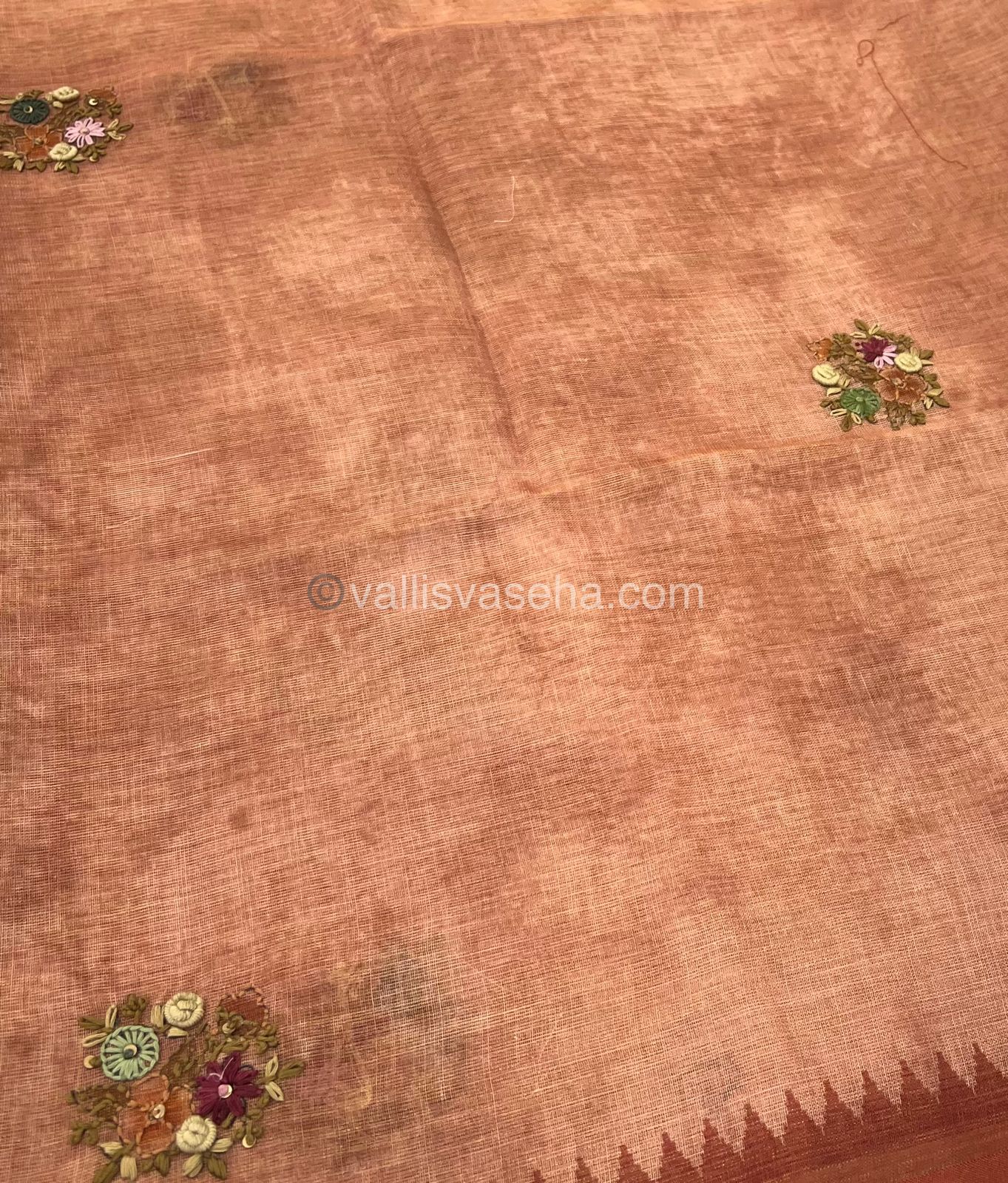 French Knot - Tissue Saree - Peachish Orange Shade - VVLFN001