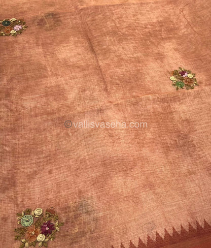 French Knot - Tissue Saree - Peachish Orange Shade - VVLFN001