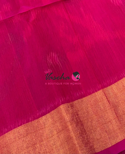 Pochampally Silk Cotton Saree - Green & Pink Shade - VVPPS001